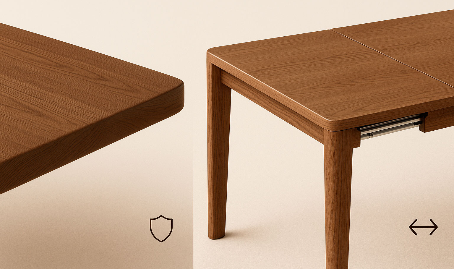 Сравнение монолитной и раздвижной столешницы